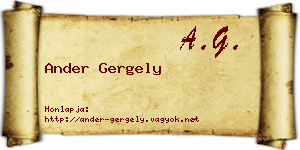 Ander Gergely névjegykártya